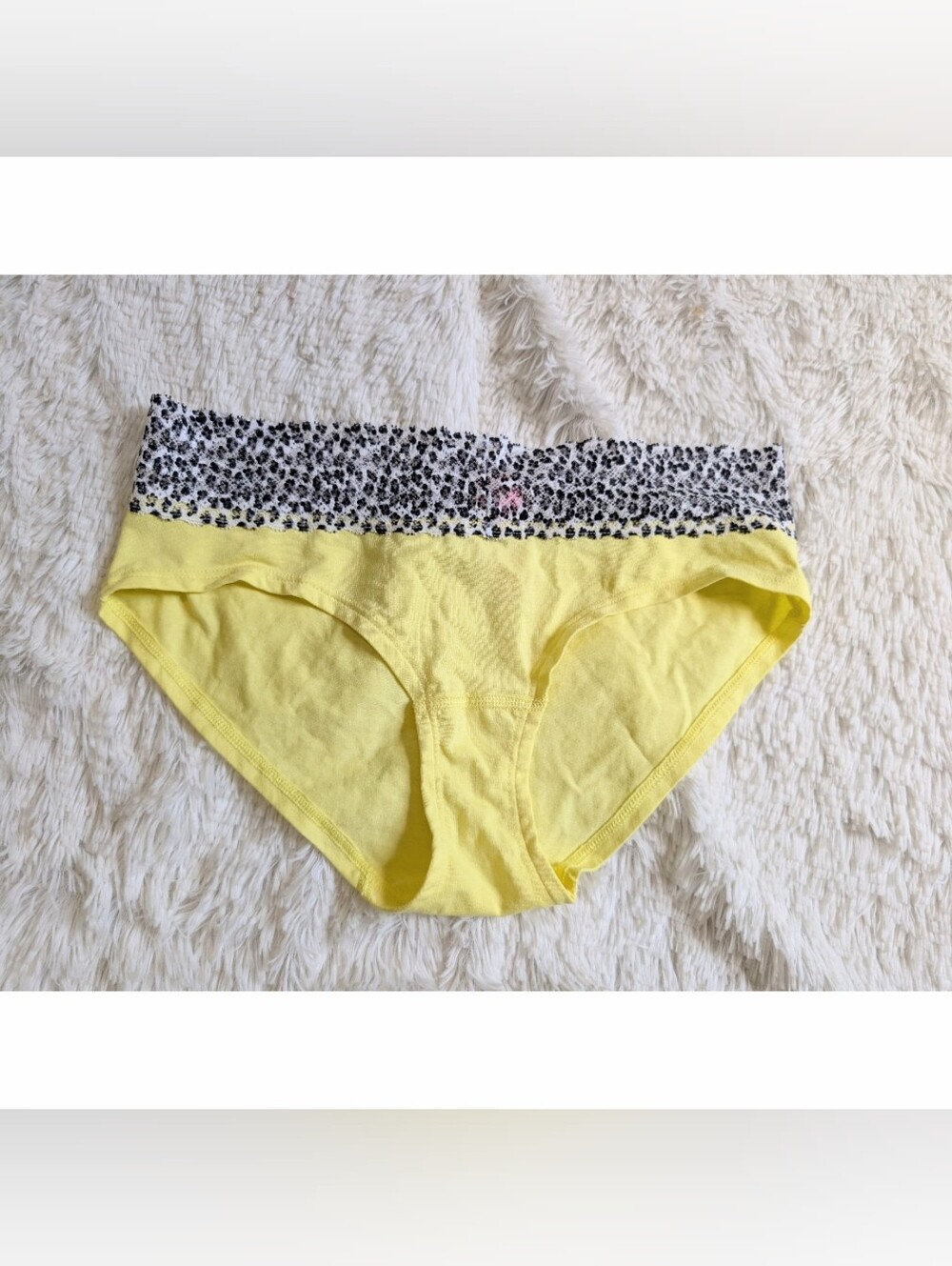 Victoria's Secret Low Rise Hiphugger Yellow Bikini Panty Leopard Lace Trim NEW